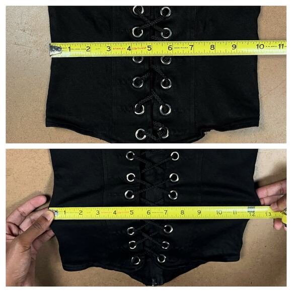 Y2K Lip Service Lace Up Front Corset Black Camisole Top XS Cami Vintage Goth - Picture 15 of 16